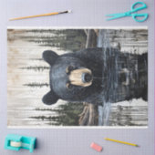 川に黒いクマのポートレート切り離し 薄葉紙 (クラフト)