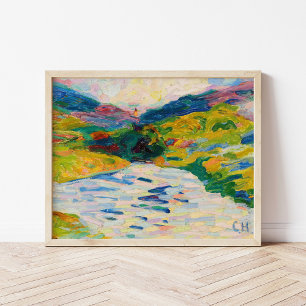 川のある風景 Curt Herrmann ポスター