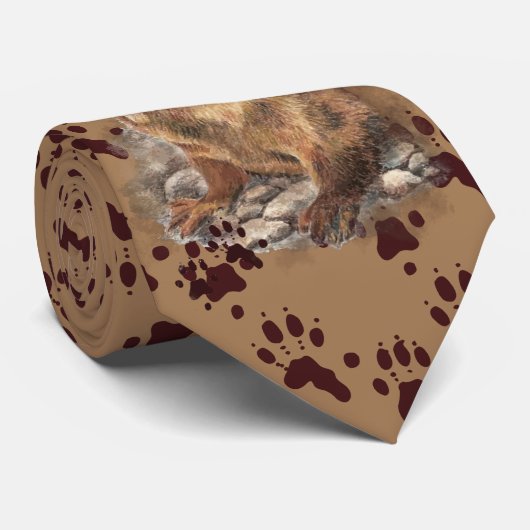 川のおもしろい水と足跡、トラックのネックタイ ネクタイ (ロール)