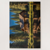 川のそばの森のキャビン ジグソーパズル (縦)