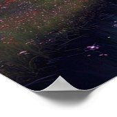 川のそばの赤い木と花 ポスター (角)