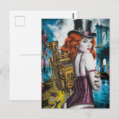 川のほとりのスチームパンクの女性 ポストカード (正面/裏面)