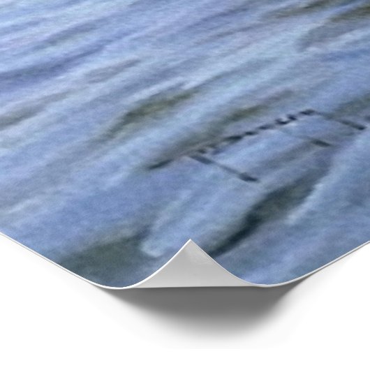 川のアートワークに乗ったボート ポスター (角)