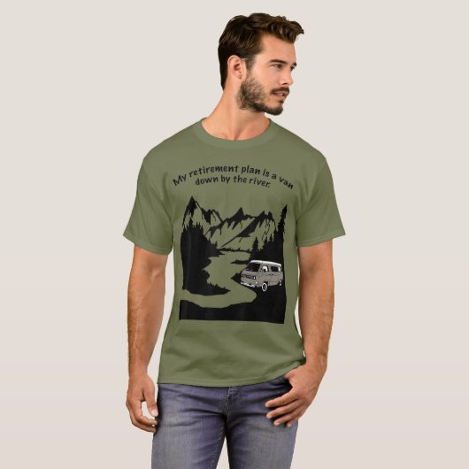 川のキャンプでバンの中に住み Tシャツ (正面フル)