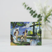 川のセザンヌの水浴者による印象派の絵画 ポストカード (スタンド正面)