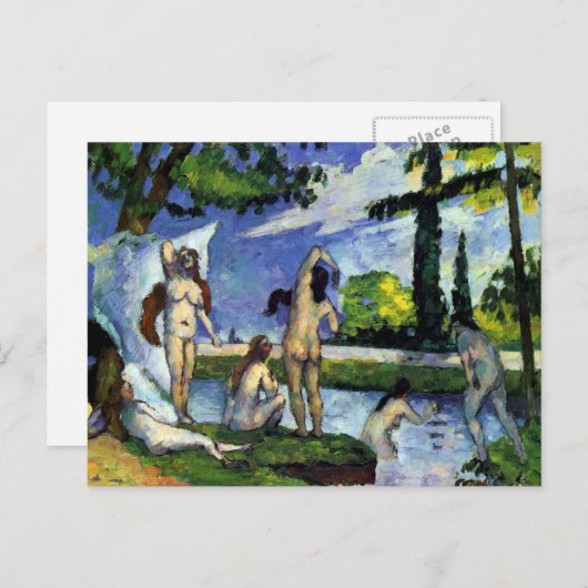 川のセザンヌの水浴者による印象派の絵画 ポストカード (正面/裏面)