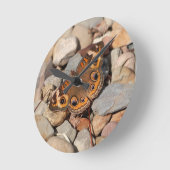 川のロックウォールクロック上の一般的なバッキーバタフライ ラウンド壁時計 (傾斜)