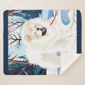 川の上にクリームチョーシェルパ毛布 シェルパブランケット (正面(横))