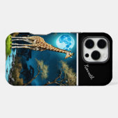 川の上のキリンのシルエット iPhoneケース (裏面横)