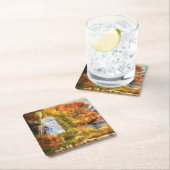 川の上の秋 スクエアペーパーコースター (インサイチュ)