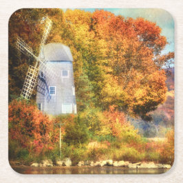 川の上の秋 スクエアペーパーコースター