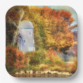 川の上の秋 ペーパープレート