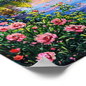 川の上の美しい夕日 ポスター (角)