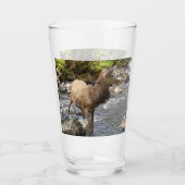 川の上の赤い鹿の若者 タンブラーグラス (裏面)