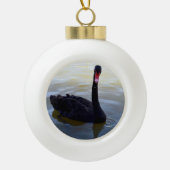 川の上を黒い白鳥が泳いでいる。 セラミックボールオーナメント (正面)