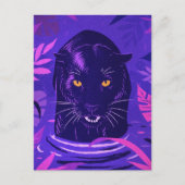 川の中でうずくまる黒いヒョウ ポストカード (正面)