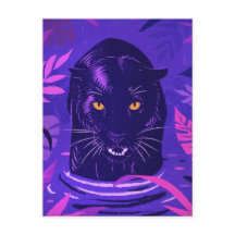 川の中でうずくまる黒いヒョウ