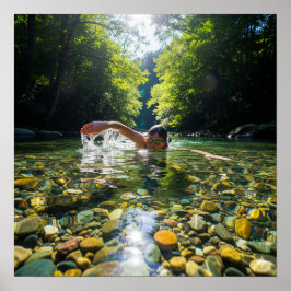 川の中で泳澄んぐ ポスター