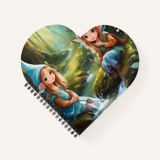 川の中の可愛い小さなエルフ ノートブック (正面)