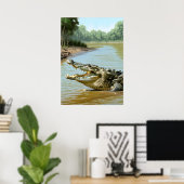 川の中の巨大なワニ ポスター (ホームオフィス)