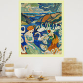 川の乙女とスワン ポスター (キッチン)