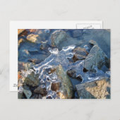 川の凍ってい堤防、氷、石、砂、水の詳細。 ポストカード (正面/裏面)