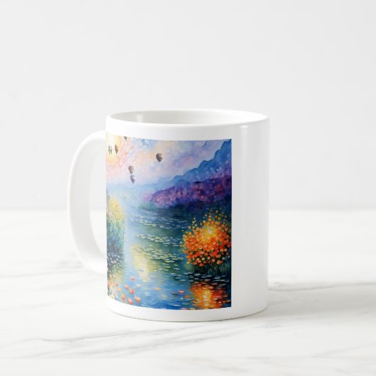 川の印象派の風船 コーヒーマグカップ (正面左)