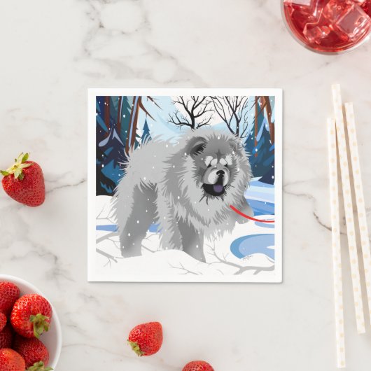 川の向こうにブルーチョウのナプキン スタンダードカクテルナプキン (インサイチュ)