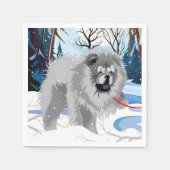 川の向こうにブルーチョウのナプキン スタンダードカクテルナプキン (正面)