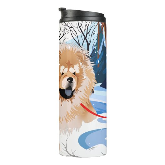 川の向こうに赤いチョウ熱タンブラー タンブラー (回転右)