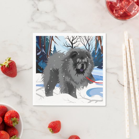 川の向こうに黒いチャウナプキン スタンダードカクテルナプキン (インサイチュ)