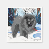 川の向こうに黒いチャウナプキン スタンダードカクテルナプキン (正面)