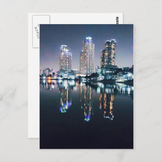 川の向こうの夜のソウル ポストカード (正面/裏面)