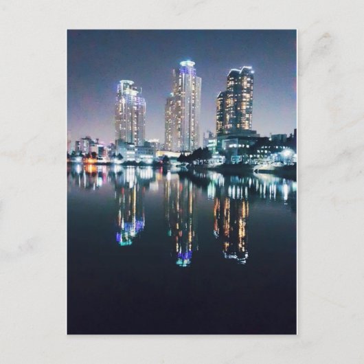 川の向こうの夜のソウル ポストカード (正面)