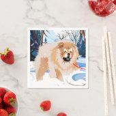 川の向こうの赤いチャウナプキン スタンダードカクテルナプキン (インサイチュ)