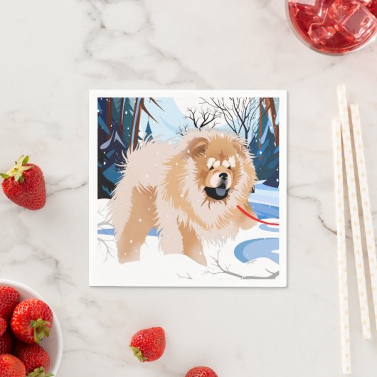 川の向こうの赤いチャウナプキン スタンダードカクテルナプキン (インサイチュ)