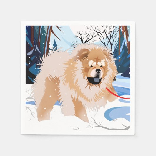 川の向こうの赤いチャウナプキン スタンダードカクテルナプキン (正面)