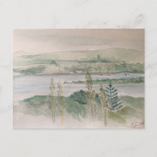 川の向こう側のビュー ポストカード (正面)