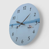 川の四角い時計の帆船 ラージ壁時計 (傾斜)