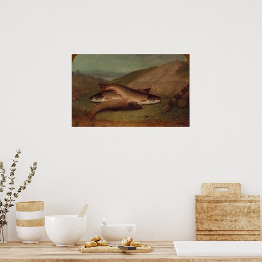 川の土手の釣り ポスター (キッチン)