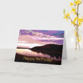 川の夕日 カード (黄色い花)