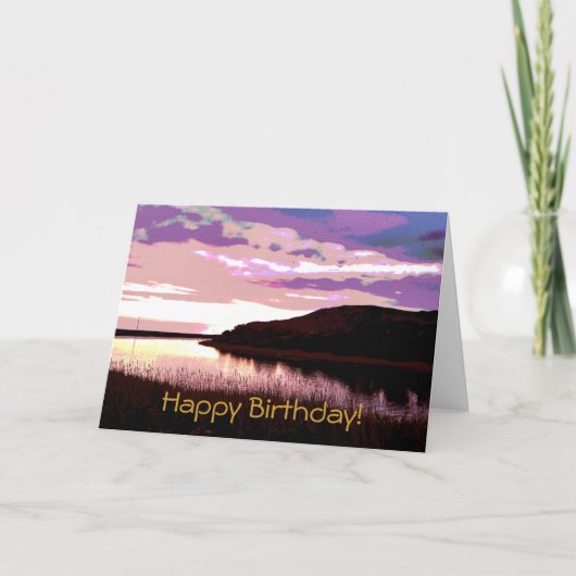 川の夕日 カード (正面)