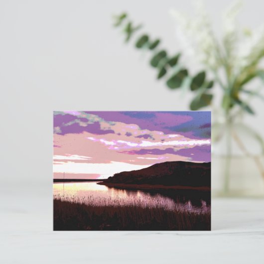 川の夕日 ポストカード (スタンド正面)