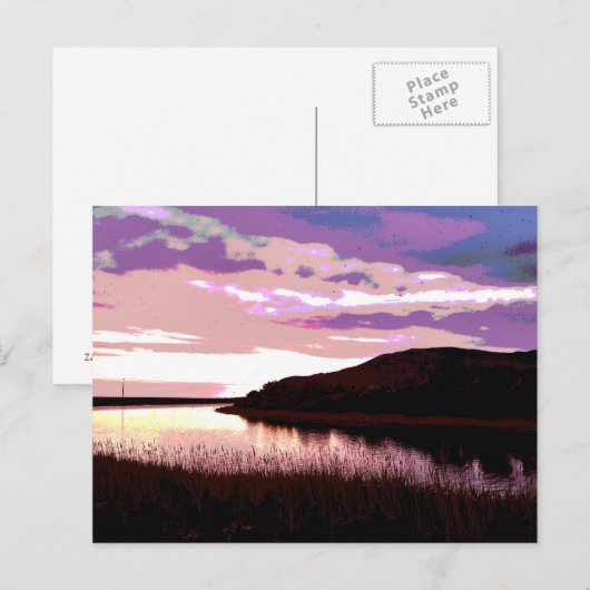 川の夕日 ポストカード (正面/裏面)