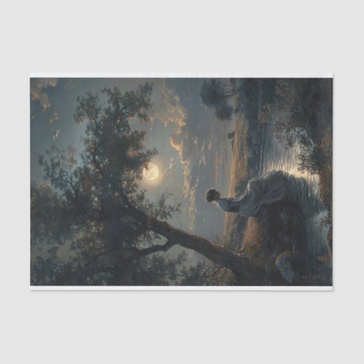 川の女 満月の絵 デコパージュ 薄葉紙 (正面)