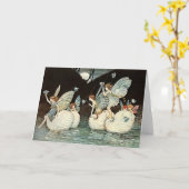 川の妖精の国、妖精、妖精のグリーティ異教のングカード カード (黄色い花)