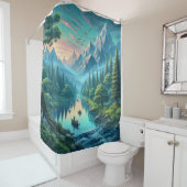 川の威厳のある自然シャワーカーテン シャワーカーテン (インサイチュ)