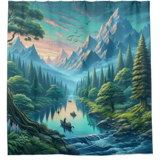 川の威厳のある自然シャワーカーテン シャワーカーテン (正面)