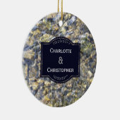 川の小石および水パーソナライズな結婚式 セラミックオーナメント (右)