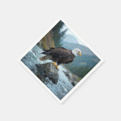 川の岩に生えるハゲのワシ スタンダードカクテルナプキン (角)